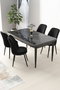 Hanah Home Juego de mesa y sillas de comedor de 5 piezas en Mármol negro y negro